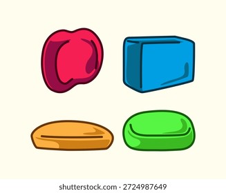 Cute Colorful Soap Vector Illustration Bundle with Playful Style for Bathroom, Hygiene, Skincare, and Packaging Design