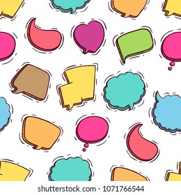 cute colorful speech bubbles seamless pattern with doodle style