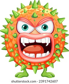 A cute and colorful spiky monster with germ and virus features