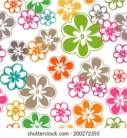 Cute colorful spring flowers seamless pattern