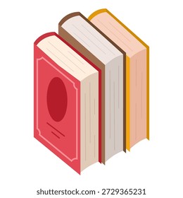 Pilha de livros coloridos fofos. Pilha de livros em um tema educacional com literatura científica e de ficção. Conceito de aprendizagem e leitura. Ilustração vetorial plana isolada no fundo branco.