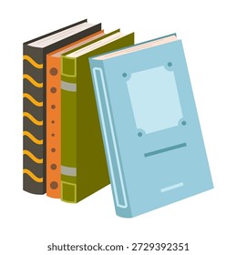 Pilha de livros coloridos fofos. Pilha de livros em um tema educacional com literatura científica e de ficção. Conceito de aprendizagem e leitura. Ilustração vetorial plana isolada no fundo branco.