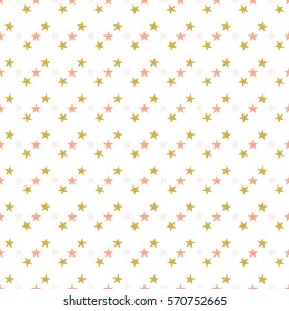 Cute colorful star seamless pattern on white. Funny festive background, wrapping paper. Vector illustration. 
