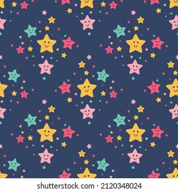 estrella colorida lindo en un fondo cuadrado sin costuras para el patrón de tela