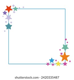 Cute Colorful Stars Corners Frame On White Background Vector Illustration