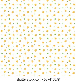 Cute colorful stars and dots vector seamless pattern background.
