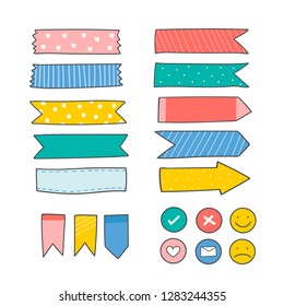 Cute colorful sticky reminder note papers set