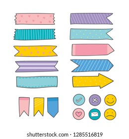 Cute colorful sticky reminder note papers set