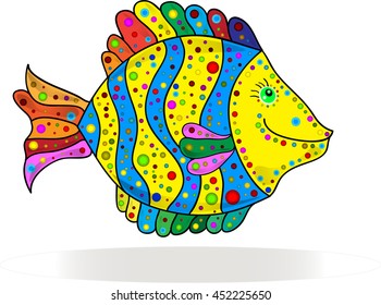 Cute colorful stripe fish cartoon. Vector illustration.