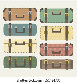 Cute colorful suitcases.Vector set