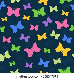 Cute colorful summer seamless pattern with lots of butterflies. Vector illustration.