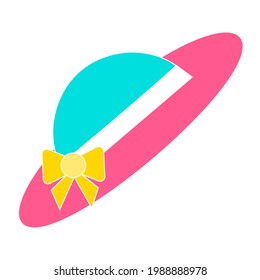 Cute and colorful sun hat vector illustration on a white background. Royalty-free.