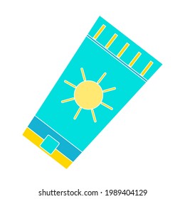 Cute and colorful sunscreen vector illustration on a white background. Royalty-free.