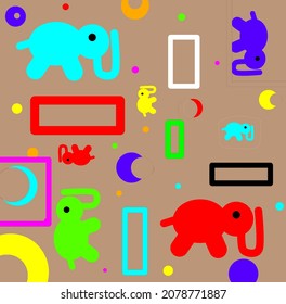 Cute colorful template with brown color background
