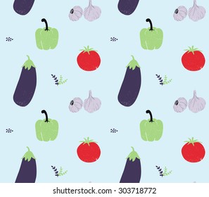 Cute colorful textured vegetable pattern