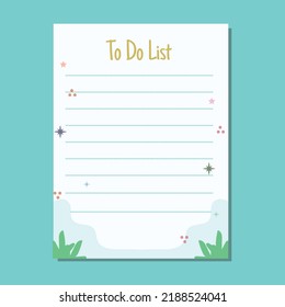 Cute Colorful to-do list planner template vector illustration 