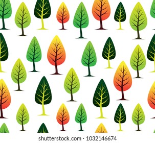 cute colorful tree vector seamless pattern template,