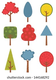 Cute colorful trees collection. vector format