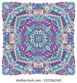 Cute Colorful Tribal Ethnic Festive Abstract Floral Vector Pattern. Geometric mandala design. Great for pillow print, tapestry, neckerchief