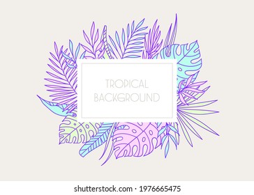 Cute colorful tropical background with copy space for text. Vector hand drawn doodle illustration.