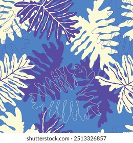 Cute colorful tropical leaves floral pattern