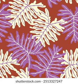 Cute colorful tropical leaves floral pattern
