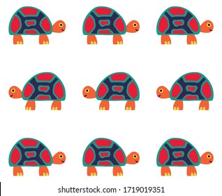 Cute colorful turtle, isolated on white background. flat icon. child room wall decor