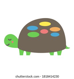 Cute colorful turtle simple childish illustration 