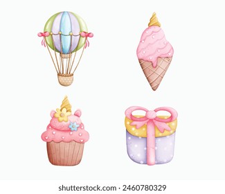 Cute Colorful of unicorn set Illustrator