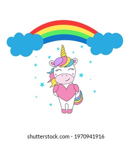 cute colorful unicorn vector illustration	