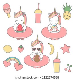 cute colorful unicorns summer set collection patches
