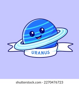 	
Cute colorful Uranus planet logo illustration