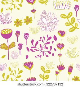 Cute colorful vector flower pattern, black background. Seamless cute spring or summer floral pattern. Background with flowers  for web, print, fabric, textile, fashion, paper. Endless pattern.