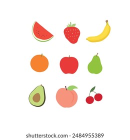 Cute colorful vector illustration template with different types of fruits