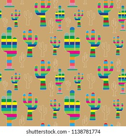 Cute colorful vector  pattern of flat and cartoon style succulent plant. Vector illustration . 