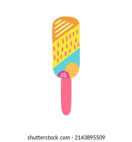 Cute and colorful vector popsicles, ice cream on stick. Summer popsicle vector illustration