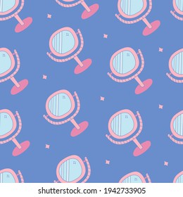 Cute and colorful vector seamless hand drawn pattern with mirrors