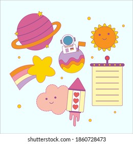 cute and colorful vectors which are all about everything in the space