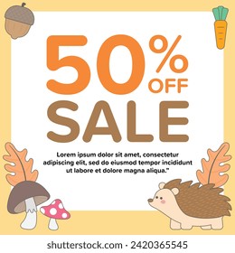 cute colorful vibrant sweet autumn Poster hand drawn with autumn elements cover banner
