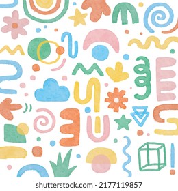 Cute And Colorful Watercolor Abstract Shapes Pattern