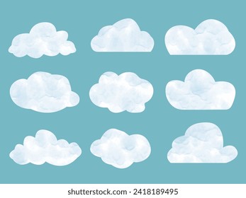 Cute colorful watercolor cloud elements