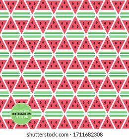 Cute and colorful watermelon pattern. A seamless vector background. This is a simple vector illustration with harmonious blend of retro and modern styles. Eps10 vector.