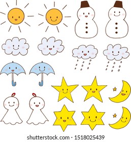cute colorful weather illustration hand drawn