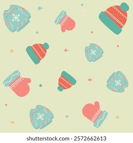 Cute colorful winter seamless pattern design and illustration for background design and decoration