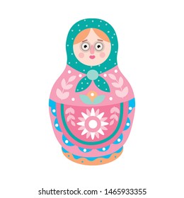 Cute colorful wood nesting doll, russian toy
