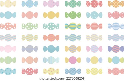 Cute colorful wrapped candies set