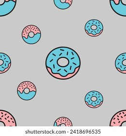 Cute and colorfull donuts seamless vector