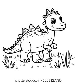 Cute coloring book with dinosaur