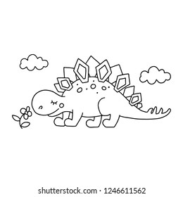Cute Coloring Kids Dinosaur Stock Vector (Royalty Free) 1246611562 ...