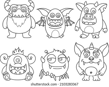 Cute coloring for kids with monster collection